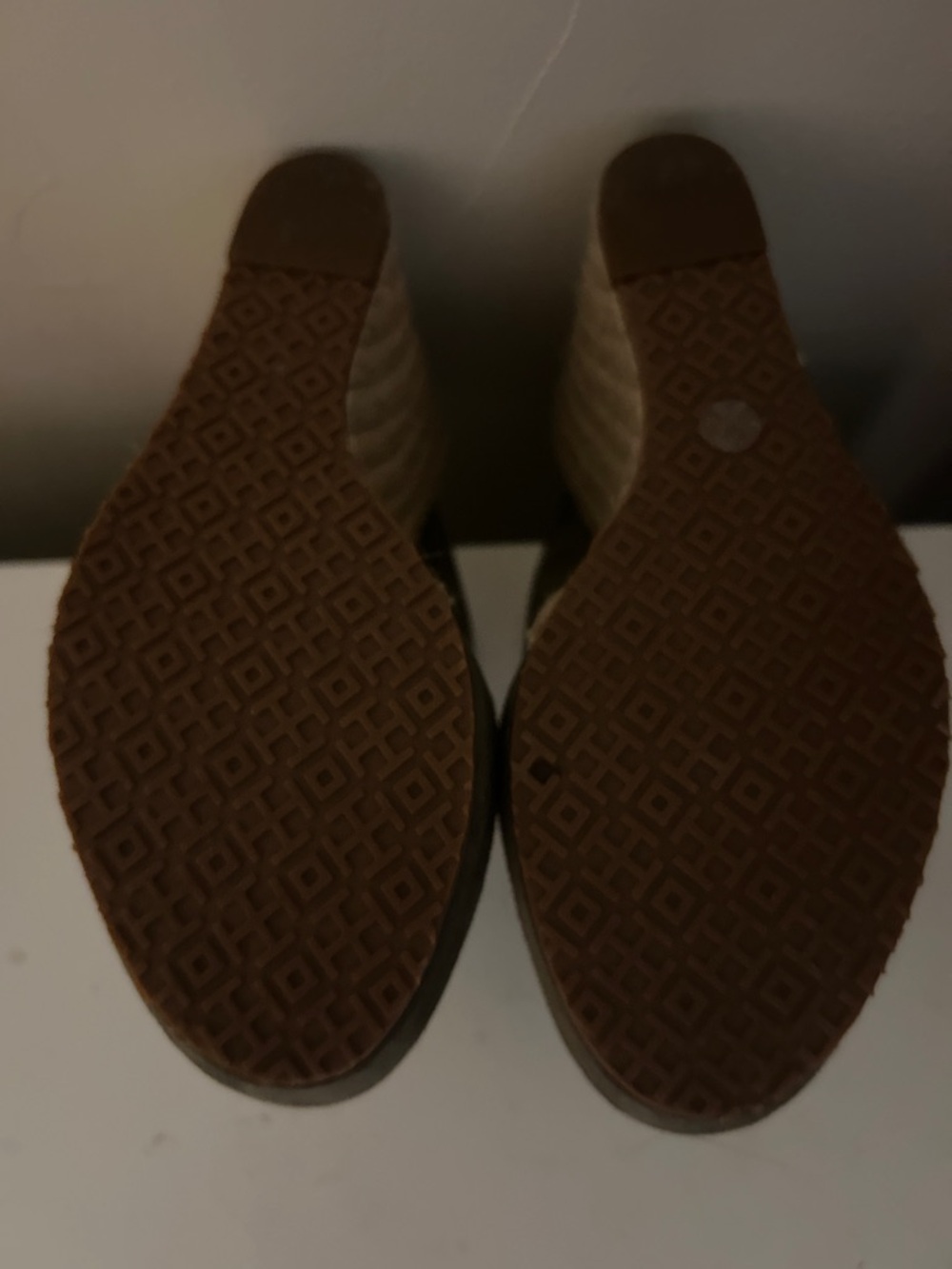 Tory Burch Olive Green Suede Crisscross Wedge Sandals - Picture 4 of 4